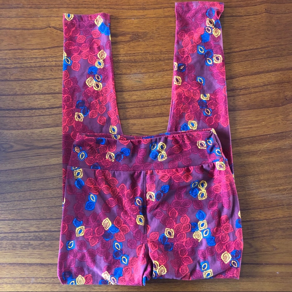 Lularoe Rose Print Leggings OS